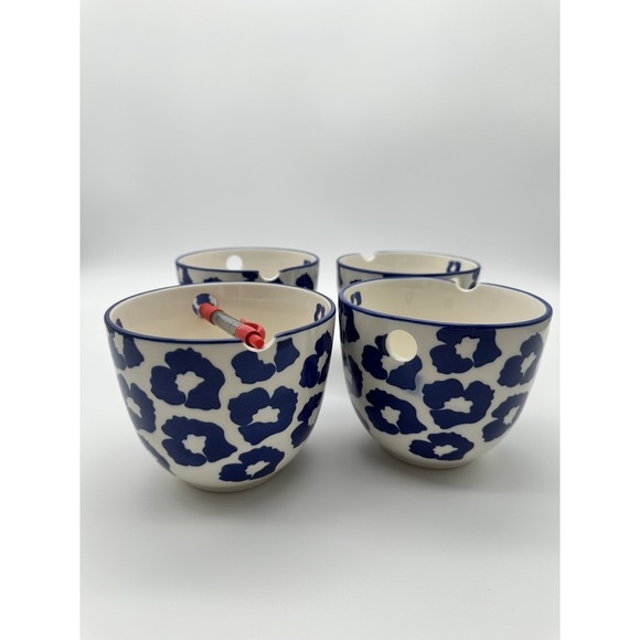 CROFTON 21 oz Noodle Bowls - Blue & White  Flower Design Set 4 - Picture 7 of 8